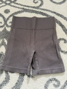 Cotton On Ribbed High-Waist Bike Shorts - Taupe Brown